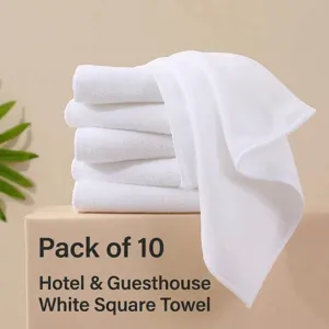 Hotel Quality White Microfiber Hand Towel Thickened Absorbent Square Face Towel For Bathroom Restaurant Cleaning Rags Soft Washcloth