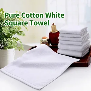 Witte Puur Katoen Vierkante Handdoek Hotel Kleine Gezichtshanddoek Zachte Absorberende Handdoek Badkamer Reinigingsdoeken