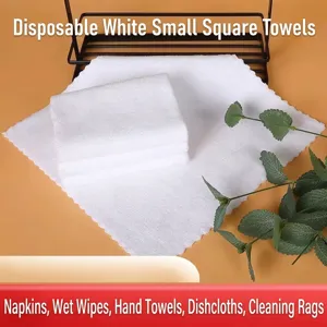 Microfiber Cleaning Cloth White Square Towel Absorbent Lint Free Dishcloth Scalloped Edge For Kitchen Bathroom Restaurant Hotel Car