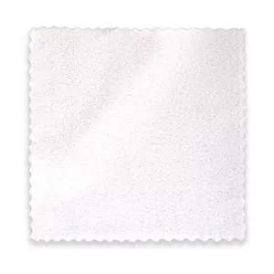 Soft white square microfiber cleaning cloth with decorative serrated edges for household use