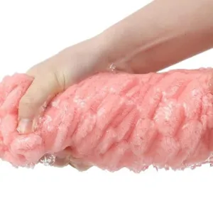 Thickened absorbent pink coral fleece bath towel with soft texture for quick drying.