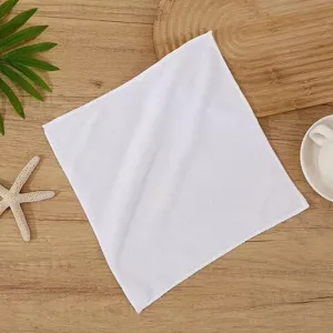 Premium white square absorbent cotton hand towel for hotel and restaurant cleaning