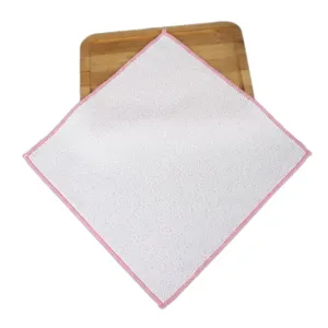 White square absorbent microfiber cleaning cloth with wavy edges for multi-purpose kitchen use
