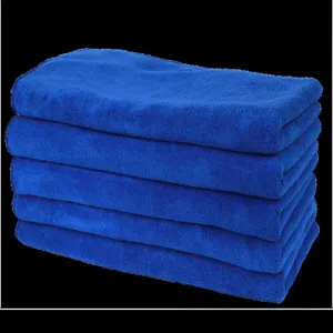 Pack of 5 thick blue microfiber cleaning cloths for professional absorbent household cleaning