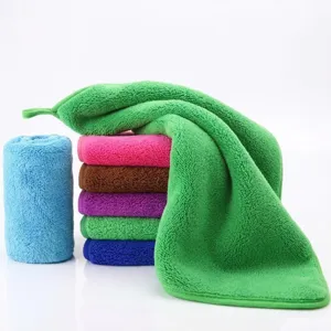 Thick double-layered coral fleece cleaning cloths with hanging loop for kitchen