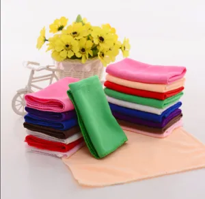 Detailed view of colorful soft microfiber cleaning towels stacked and spread out
