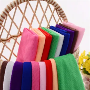 Soft multi-color microfiber cleaning towels set for car detailing and household absorbent use