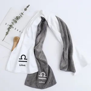 Lange sport zweet handdoek, zachte sneldrogende fitness handdoek met geborduurd sterrenbeeld.