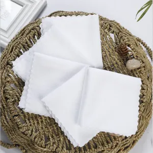 Disposable White Microfiber Small Square Towels Scalloped Edge Absorbent Soft Face Hand Towels For Dental Clinic Hotel KTV Home