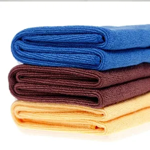 Microfiber 30x30cm square absorbent small hand towels in blue, brown, and yellow colors