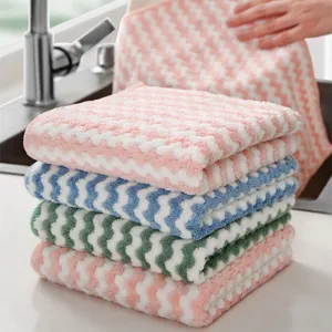 Panni in microfibra spessi con motivo a onde per la pulizia della cucina domestica
