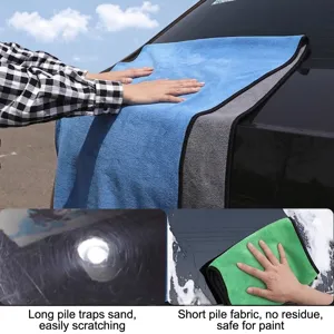 Large 160x80cm thickened microfiber car wash towel, soft absorbent cleaning cloth for car paint