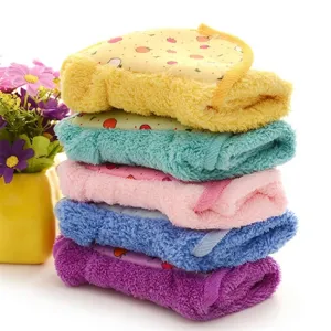 Thick absorbent coral fleece hand towels in multiple colors for kitchen and bathroom use