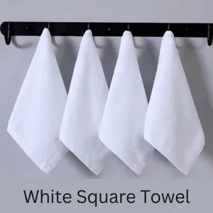 Witte Katoenen Vierkante Handdoek Absorberend Gezichtstuch Handdoek Voor Hotel Kleuterschool Restaurant Keuken Schoonmaak Zachte Gastendoekjes