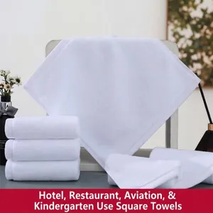 Premium zuiver witte katoenen vierkante handdoeken voor hotel restaurant en kleuterschool
