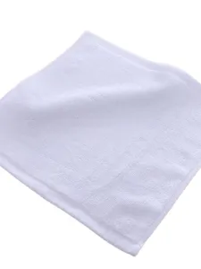 High-quality soft white cotton square towel for hotel and home use, clean and absorbent.