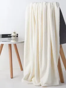 Toalla de baño grande de algodón blanco crema absorbente con textura gofrada