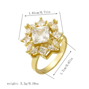 Detailed dimensions and weight specifications for the rotating flower zircon open ring