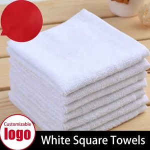 White Cotton Hand Towel Thickened Small Square Face Towel Soft Absorbent Cleaning Cloth For Hotel Bathroom Kitchen Home Use