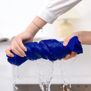 Panno in microfibra blu altamente assorbente che strizza l'acqua in modo efficace
