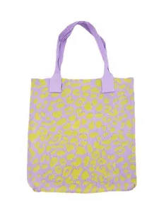 Modern purple and yellow knitted leopard print tote bag with large capacity for women