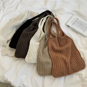 Women's Large Capacity Knit Tote Bag Slouchy Crochet Handbag Summer Beach Shoulder Bag Handmade Bohemian Woven Shopping Bag