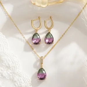 French vintage jewelry set with teardrop gradient gemstones and shimmering zircons.