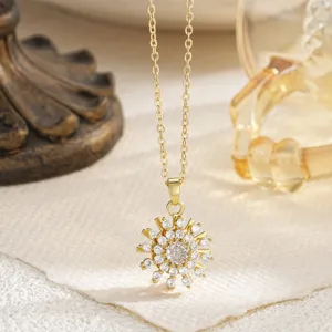 Detailed macro shot of a gold-plated rotatable eight-pointed star pendant with zircons