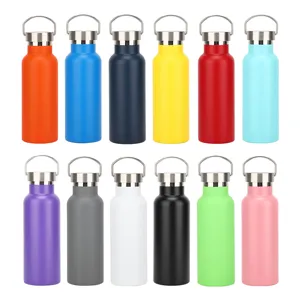 Set of 12 colorful wide-mouth stainless steel insulated water bottles with handles
