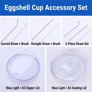 Ensemble d'accessoires pour gobelets de 12 oz avec pailles en inox et couvercles