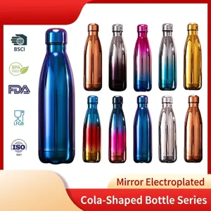 304 Stainless Steel Vacuum Insulated Water Bottle Cola Shape Mirror Electroplated Sports Flask Portable Leakproof Car Cup