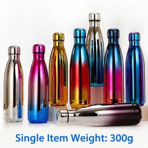 Insulated 304 stainless steel cola shaped sport water bottles in vibrant metallic colors