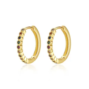 Minimalistische Kupfer Regenbogen Strass Creolen Kleine Bunte Kristall Ohrenschnalle Für Damen Mode Pendler Schmuck Geschenk