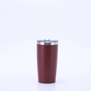 Μπορντό ισοθερμικό ποτήρι 20oz με διαφανές καπάκι και ανοξείδωτο χείλος, 304