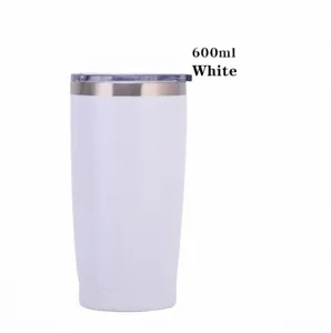 Θερμός αυτοκινήτου 20oz από λευκό ανοξείδωτο ατσάλι 600ml με ένα διαφανές καπάκι