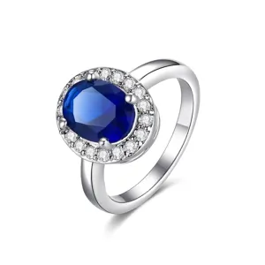 Anillo de Latón con Circonia para Mujer Piedra Ovalada Azul Rojo Verde Blanco Halo Anillo de Dedo Lujo Boda Banquete Joyería Regalo