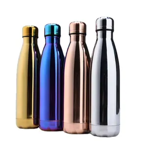 Four 304 stainless steel vacuum insulated sports water bottles in metallic colors