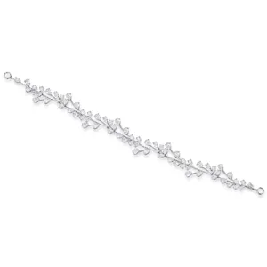 Bridal Wedding Cubic Zirconia Hair Vine Elegant Copper Leaf Headpiece For Women Silver Tone Crystal Prom Party Hair Accessory