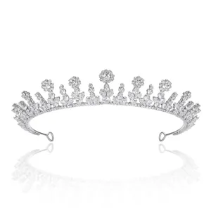 Serre-Tête Couronne de Mariée en Zirconia Mode Européenne Femmes Accessoires Cheveux Mariage Diadèmes Élégants