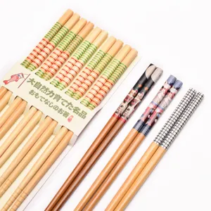 Set di Bacchette in Bambù Stile Giapponese Con Motivo Gatto della Fortuna Stampato Stoviglie Antiscivolo Riutilizzabili per Cucina Casa