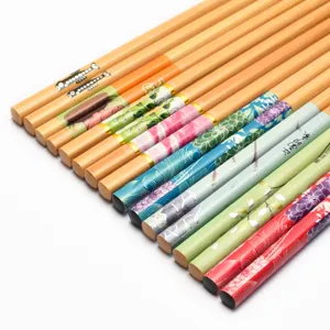 Set bacchette in bambù carbonizzato da 24 cm con motivi artistici stampati a colori