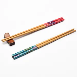 Set bacchette professionali in bambù da 24cm con eleganti decorazioni floreali