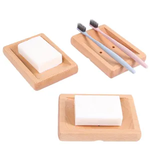 Minimalist Beech Wood Soap Dish With Drainage Holes Japanese Style Natural Wood Soap Holder For Bathroom Shower Toilet