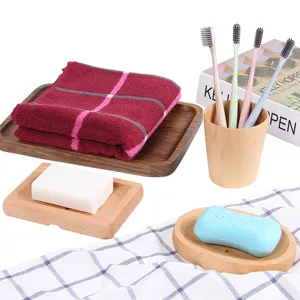 Minimalist natural wooden draining soap dish for bathroom decor and soap storage