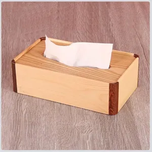 Caja de Pañuelos de Madera Minimalista Moderna Soporte de Servilletas Rectangular de Madera de Abeto Con Tapa Magnética para Sala