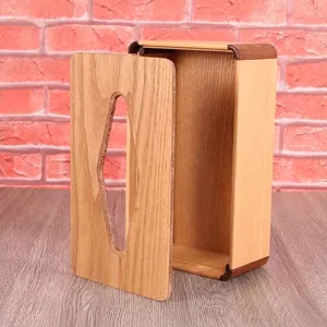 Caja de pañuelos de madera natural minimalista con apertura de diamante