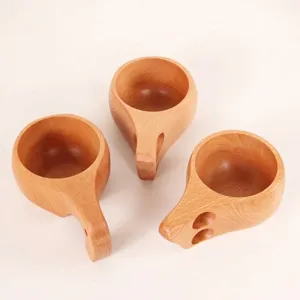 Tazza Kuksa Fatta a Mano in Legno di Faggio Tradizionale Tazza da Caffè Finlandese Portatile Tazza da Tè da Viaggio per Campeggio All'aperto Cucina Casa