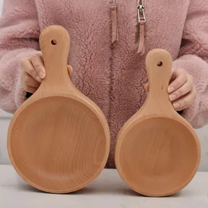 Set di ciotole in legno di faggio stile giapponese con manici per insalata e colazione