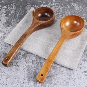 Long Handle Wood Soup Spoon Natural Wooden Cooking Ladle Japanese Porridge Spoon Serving Ladle For Kitchen Tableware Eco-Friendly