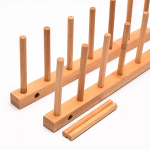 Eco-friendly natural bamboo storage rack for kitchen plates and tea cake display